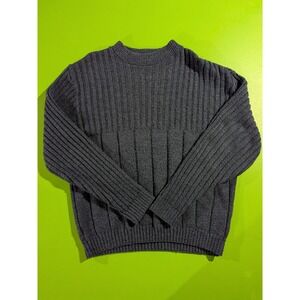 Vintage Untied Knit Acrylic Sweater Ribbed Pullover Dark Blue Men's Large 90s